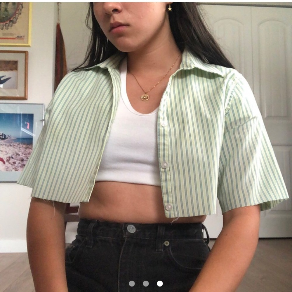 Cropped Retro Green Button Up